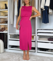 Zara Bnwt 2024. Fuchsia Pink Satin Dress Shoulder Knot. 2584/117 - £70.33 GBP