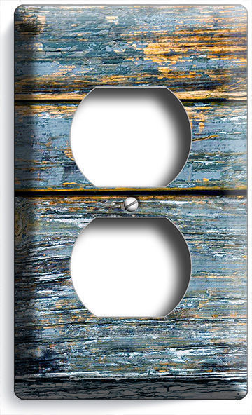 RUSTIC CHIPPED PAINT CRACKED WOOD ELECTRICAL OUTLET WALL PLATE COUNTRY CABIN ART