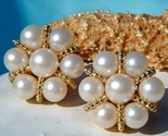 Vintage earrings faux pearl clusters gold tone round clips thumb155 crop