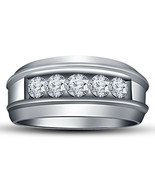 FATHER&#39;S DAY MEN&#39;S WHITE GOLD FINISH 5 STONE DIAMOND ENGAGEMENT WEDDING ... - $123.87 CAD
