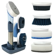Soap Dispensing Dish Cleaning Brush with 4 Brush Head and Drying Stand &amp; Refill - £12.65 GBP