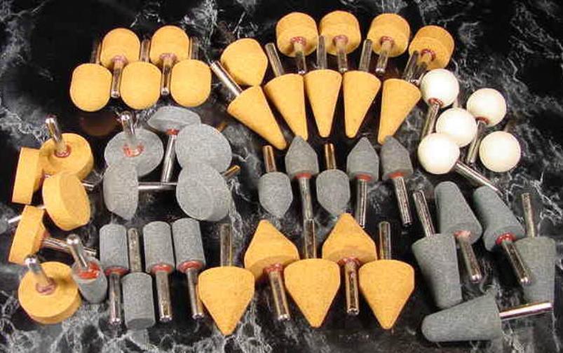 50pc 1/4" Shank MOUNTED STONES Assorted Grits and Shapes grinding grinder sand - £23.88 GBP