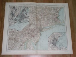 1927 Map Of Ne Usa New York Boston Inset Map Massachusetts Maryland New Jersey - £18.68 GBP