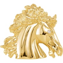 14k Yellow Gold The Magnificent Lipizzaner Diamond Horse Head Pendant - £1,568.03 GBP+