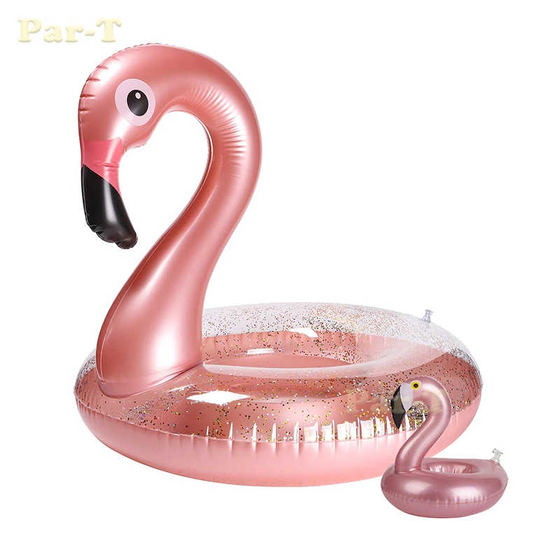 2Pcs Inflatable Flamingo Pool Float Flamingo Drink Holder Set Summer Beach - £19.45 GBP