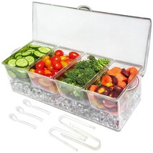 Ice Chilled 4 Compartment Condiment Server Caddy - Serving Tray Containe... - £44.22 GBP