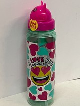 Reusable Bpa Free &quot;I Love You More&quot; Smily Printed Water Bottle, Built In Straw - £9.44 GBP