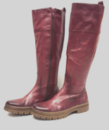 MIZ MOOZ SOFT LEATHER TALL BOOTS SIDE ZIP BACK GORE  37EU WINE / 7US NEW... - $79.95