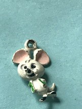 Vintage Dainty Cute White Enamel Mouse w Pink Ears Pendant or Charm – 3/... - £6.12 GBP