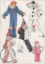 Boys Girls Clown Harlequin Mime Jester &amp; Hats Halloween Costume Sew Pattern 2-4 - £8.03 GBP