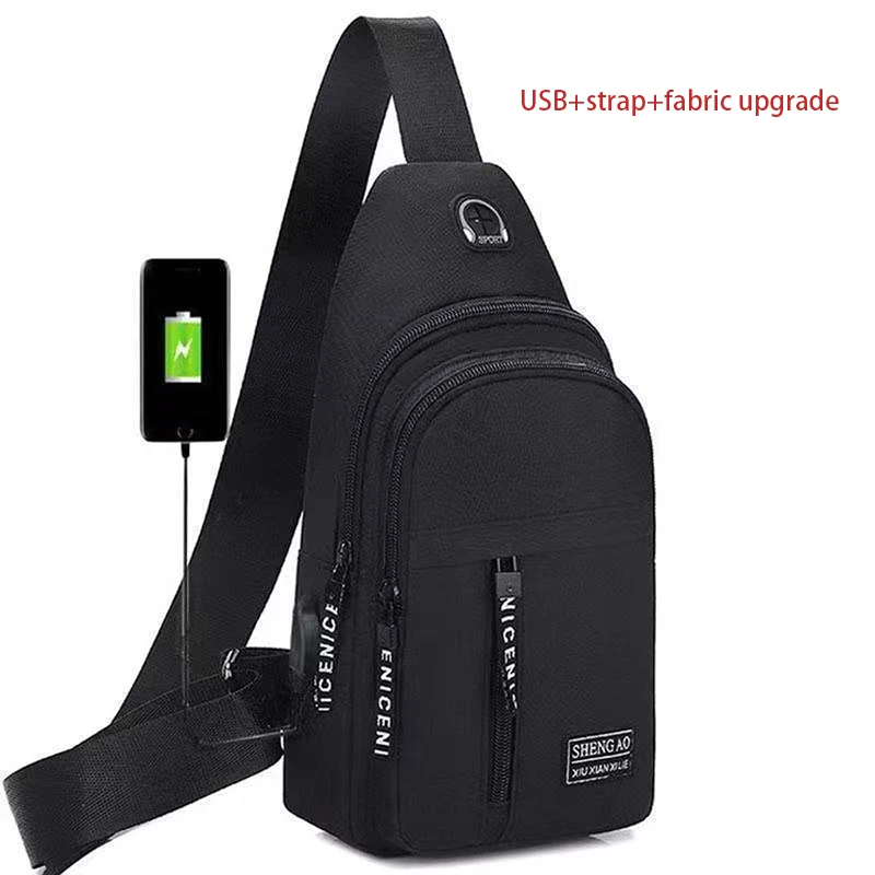 Travel Men&#39;s Handbags USB Chest Bag Designer Messenger Crossbody Bags Wa... - $19.71