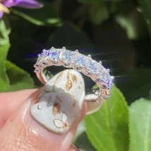 Princess Cut Moissanite Diamond Wedding Ring For Her, Half Eternity Band - £87.92 GBP