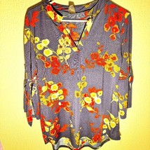 Lilly Navy Floral 3/4 Sleeve Crisscross Blouse – Size Small - $14.85