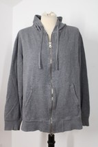 Theory XL Gray Cotton Blend Logo Full Zip Hoodie Sweatshirt Jacket - £32.88 GBP