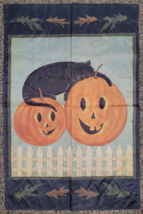 Toland Art Yard Garden Flag Halloween Black Cat Jack-O-Lantern Kimble 23x36 - £7.91 GBP