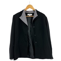 Le Suit blazer 10 womens black suit 3 button gray lapel waist length jacket - £17.34 GBP