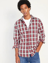 Old Navy Slim Fit Built In Flex Everyday Shirt Mens XL Tall Red Plaid NEW - £20.91 GBP