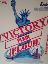 Statue Of Liberty Victory Flour Bag 10 Pound Vintage 1950&#39;s Boats Building NYC - $17.48
