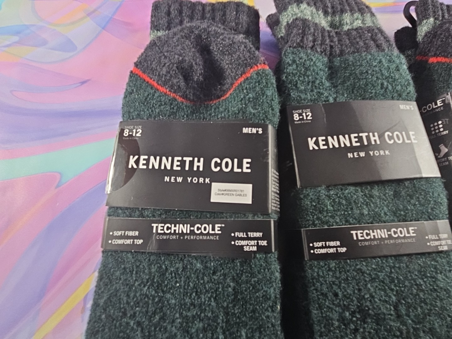 Lot of 3 Kenneth Cole Techni-Cole Men's Socks, Sizes 8-12 Green Gables Color NWT Item image 2
