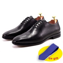 Classic Mens Oxfords Genuine Cow Leather Whole Cut Lace-Up Wedding Dress Shoe Bu - £112.54 GBP