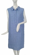 NEW Tahari Linen Dress!  1X  2X  Sleeveless  Blue  Simple &amp; Comfy  Shell Buttons - £31.96 GBP