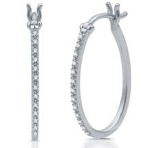 1/10 CT. T.W. Genuine Diamond Sterling Silver 23mm Hoop Earrings - £39.92 GBP