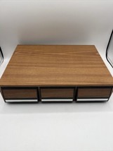 Vintage Cassette Tape Faux Wood Grain Storage Case Holder 3 Drawer 42 Tapes - $17.35