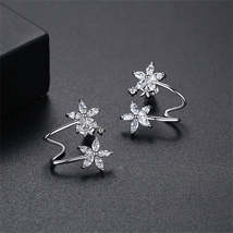 Crystal &amp; Silver-Plated Double Flower Stud Earrings - £11.79 GBP
