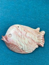 Finely Carved Orange &amp; Cream Tropical Ocean Fish Stone Pendant or Other ... - £19.24 GBP
