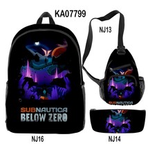 3pcs/set Subnautica Below Zero Backpack Boys Girls Schoolbag Chest Bag Pencil Ca - £66.23 GBP