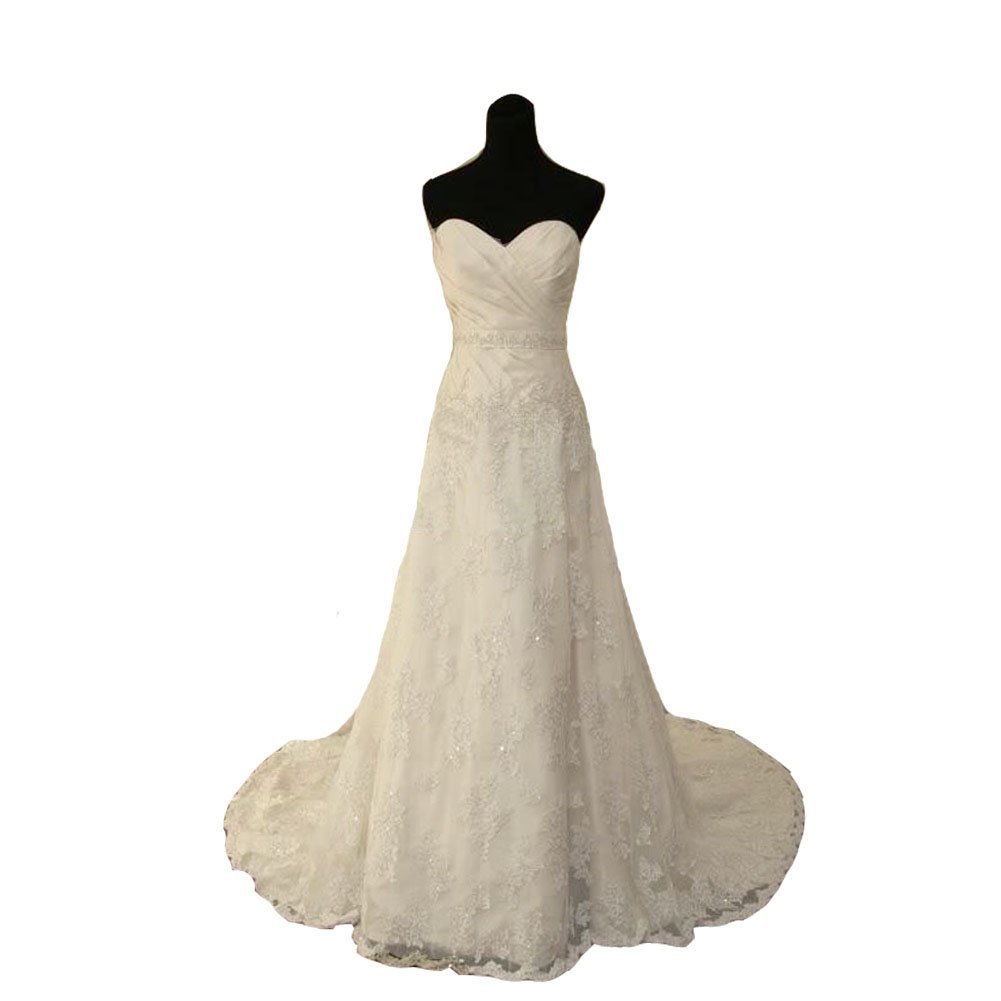 Kivray Women's A Line Lace Wedding Dresses Sweetheart Beaded Sequins Bridal Gown