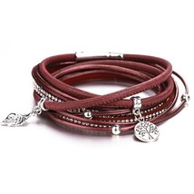 Amorcome Leather Bracelets For Women Tree of Life Charm Bracelets &amp; Bangles Boho - £9.44 GBP