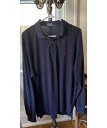Vintage Polo Ralph Lauren Mens Size XL  Long Sleeve Navy Blue Polo Shirt - $11.99