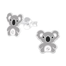 Koala 925 Silver Stud Earrings with Crystals - £10.99 GBP