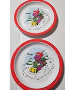 2- Selandia Barney Baby Bop Christmas Holiday Round Melamine Plates 8.25... - $367.78 MXN