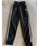 Adidas Boys Black White Side Stripe Athletic Jogger Pants Pockets 10-12 - $20.14 CAD