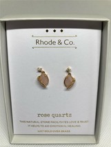 Ladies Womens Earrings 14kt Gold over Brass Rose Quartz Natural Stone - £15.46 GBP