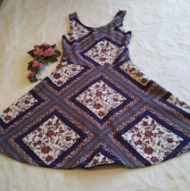 DIVIDED H &amp; M Ivory Blue Magenta Orange Floral Geometric Sleeveless Dress 4 - $17.82