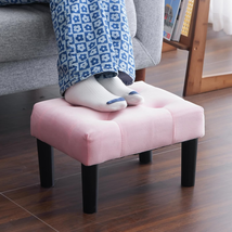 Pink Ottoman Foot Stool, Small Ottoman Foot Rest, Velvet Soft Footrest Ottoman w - £32.94 GBP