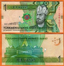 TURKMENISTAN 2014 UNC 1 Manat Banknote Paper Money Bill P- 29b - $1.25