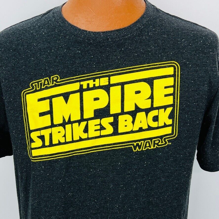 Primary image for Star Wars The Empire Strikes Back Logo Black Star T-Shirt Large Mad Engine Retro