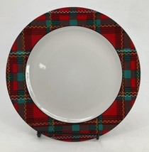 Cuthbertson American Christmas Tree 12&quot; Charger Plate Red Green Plaid White - £13.44 GBP