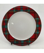 Cuthbertson American Christmas Tree 12&quot; Charger Plate Red Green Plaid White - £13.18 GBP