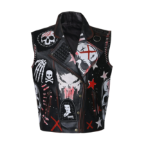 Men&#39;s Gothic Studded Skull Leather Vest | Skull Leather Vest | Studded Vest - £134.31 GBP+