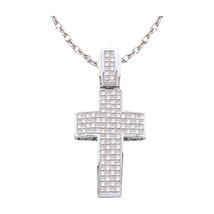 14kt White Gold Womens Princess Diamond Cross Faith Pendant 1/2 Cttw - £642.61 GBP