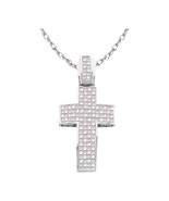 14kt White Gold Womens Princess Diamond Cross Faith Pendant 1/2 Cttw - £642.61 GBP