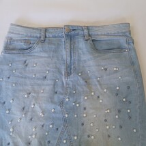 Denim Blvd Los Angeles DSK27129 Women's L Blue Mini Skirt Stretch with Ornaments image 15