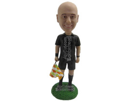 Custom Bobblehead Soccer Sideline Referee Assistant With Flag In Hand - Sports &amp; - £65.26 GBP