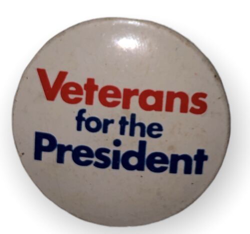 Veterans For The President Vintage Small Pin Pinback Button Red, White, ... - $5.42