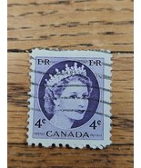 Canada Stamp Queen Elizabeth II 4c Used Wave Cancel 347 - $18.54 MXN